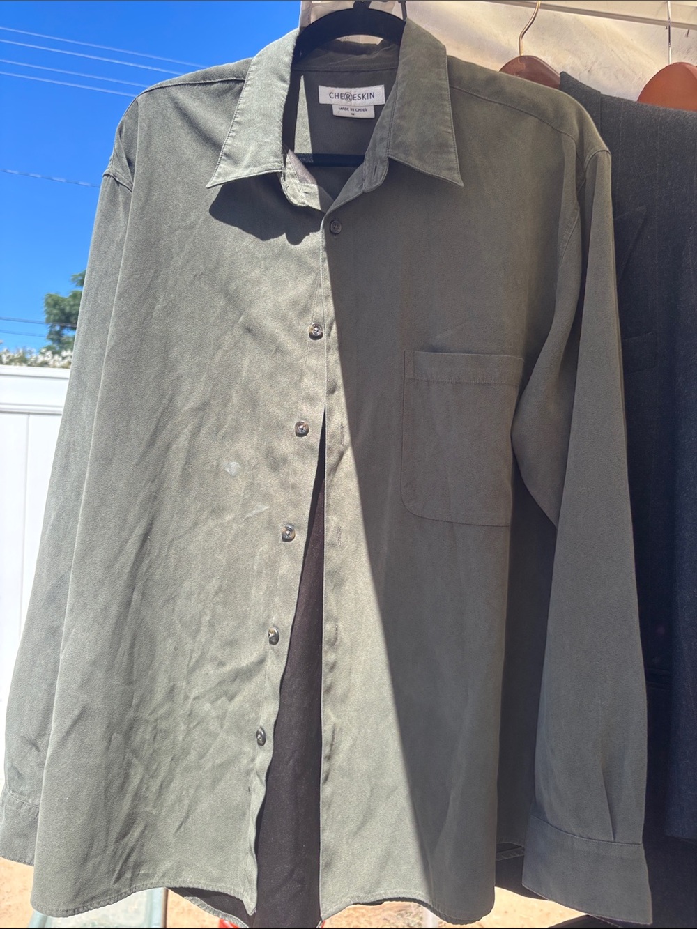CherokeeSkin Men's Olive Green Lightweight Button-Up Shirt Jacket